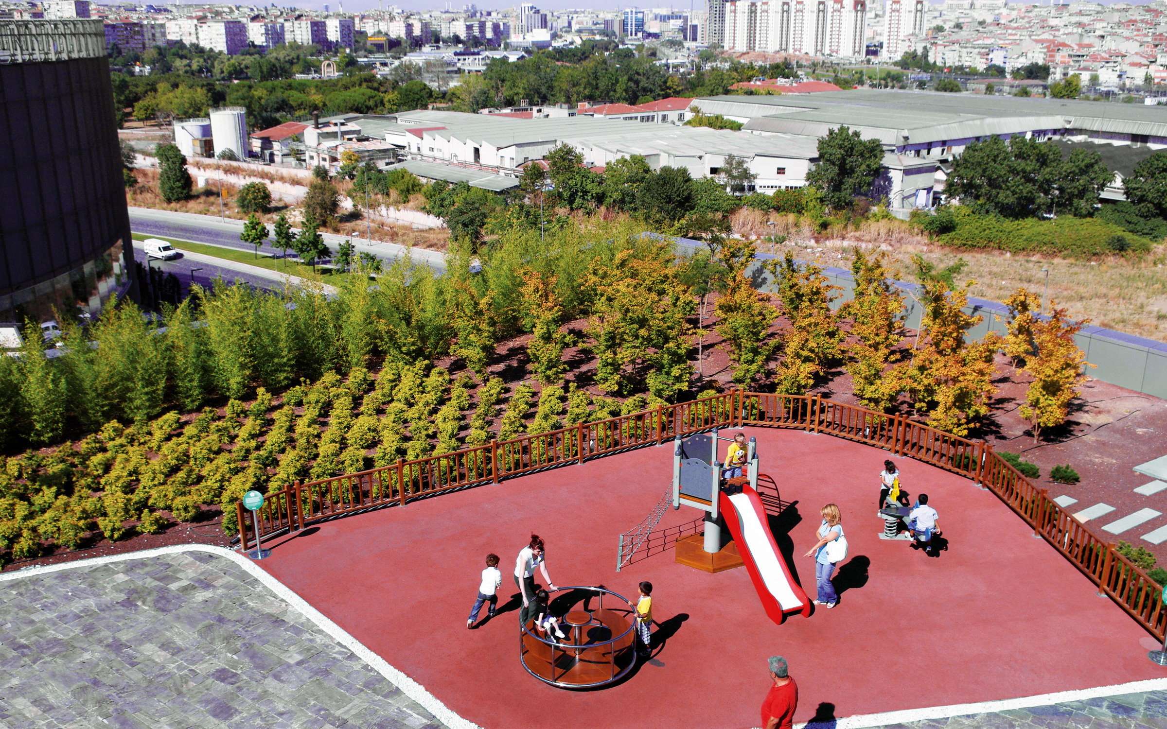 Playground for children on a roof